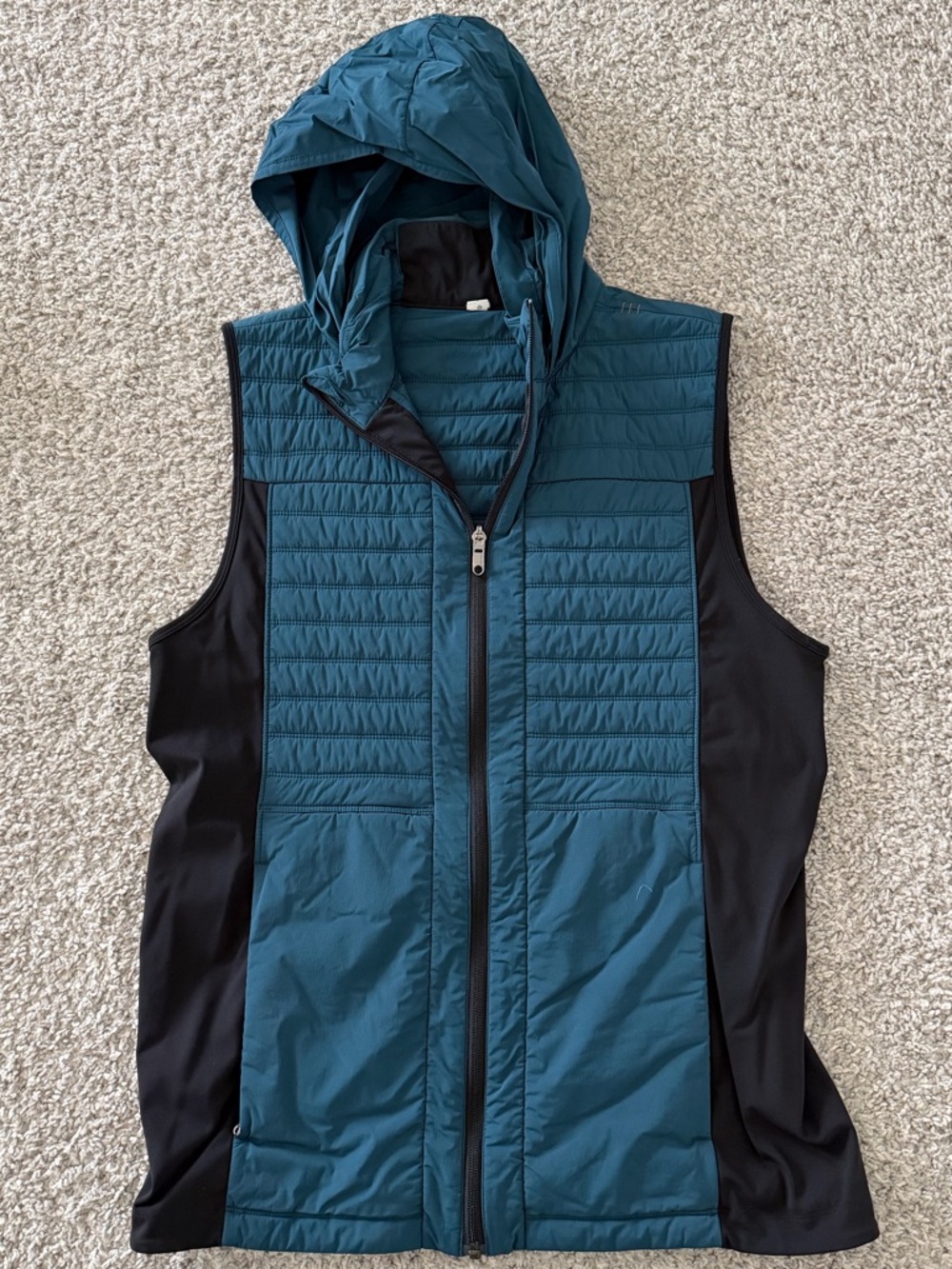 lululemon athletica Teal and Black Hooded Quilted Vest